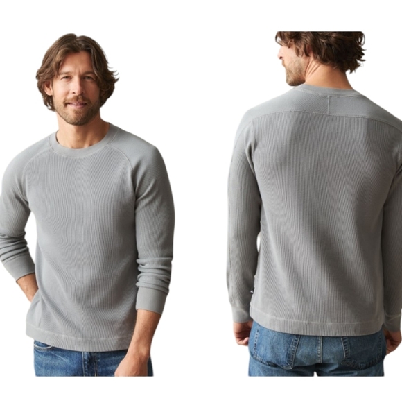 NEW American Giant Thermal Long Sleeve Crew Tee Sharkskin Grey Size 2XL